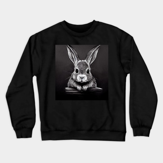 White Bunny Rabbit Sketch Crewneck Sweatshirt by fistikci